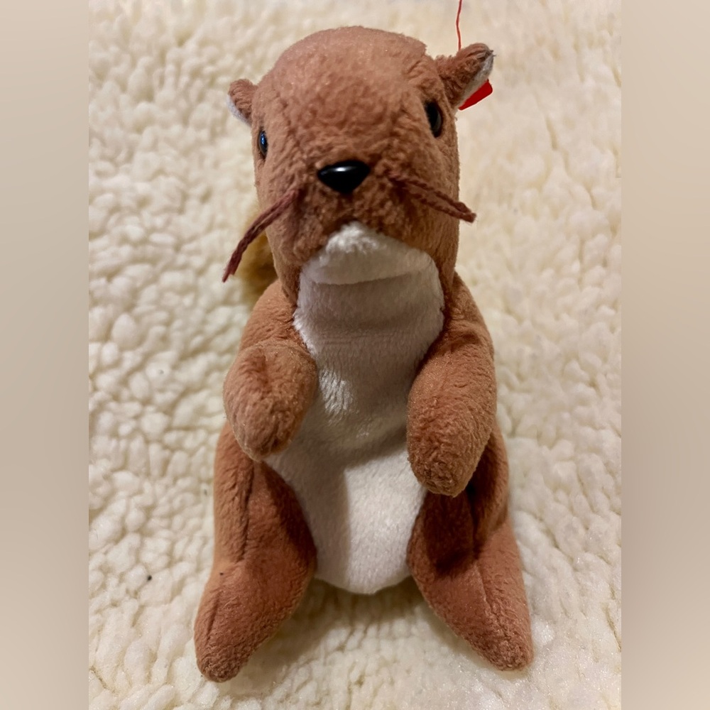 Ty Brown & White Plush Small Pet Beanie - Whiskered Rodent